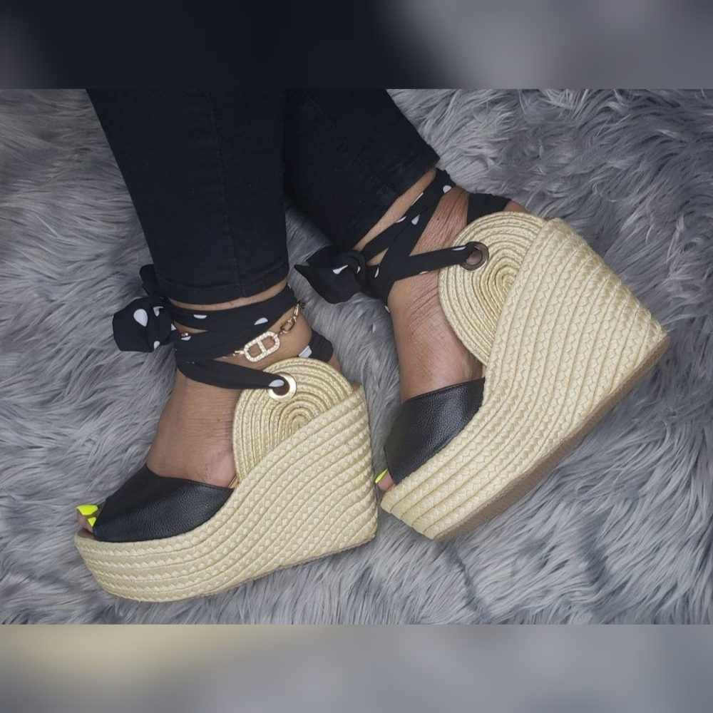 Tie around ankle espadrille Wedge